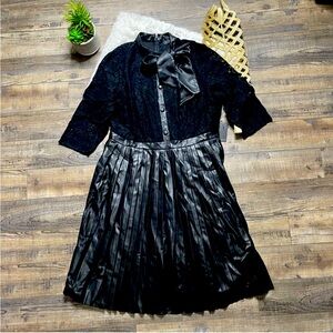 Eloquii Pleather Pleated Midi Dress